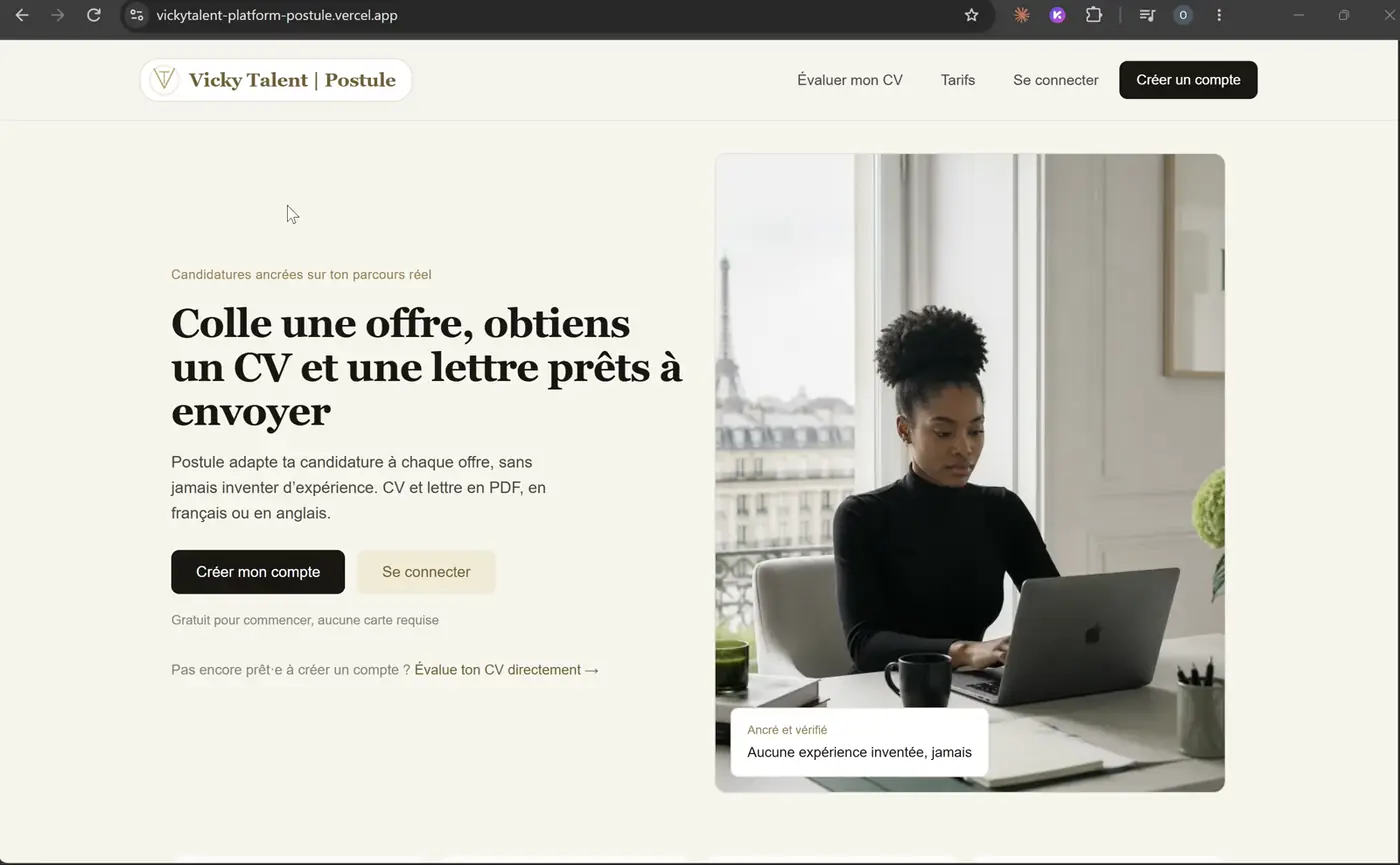 Démo animée de Postule